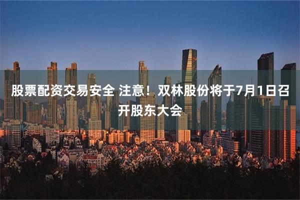 股票配资交易安全 注意！双林股份将于7月1日召开股东大会