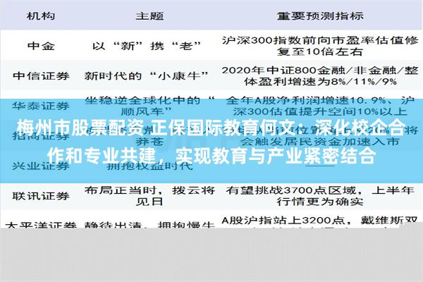 梅州市股票配资 正保国际教育何文：深化校企合作和专业共建，实现教育与产业紧密结合