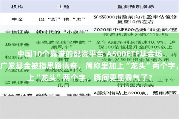 中国10个靠谱的配资平台 A500ETF基金场内简称眼花缭乱：广发基金被指思路清