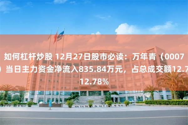 如何杠杆炒股 12月27日股市必读：万年青（000789）当日主力资金净流入83